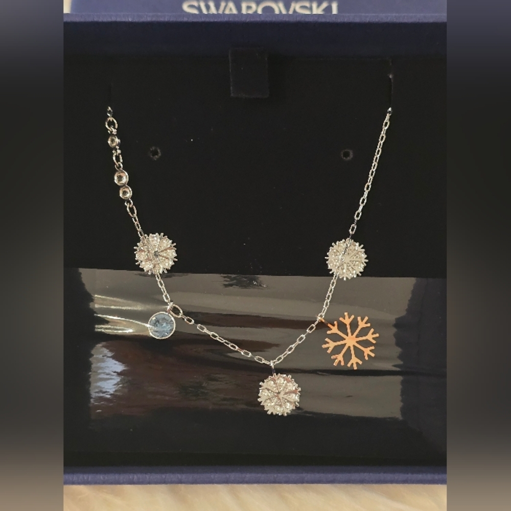 Swarovski Duo Snowflake Set Sparkling Clear/Blue Crystal 5169397